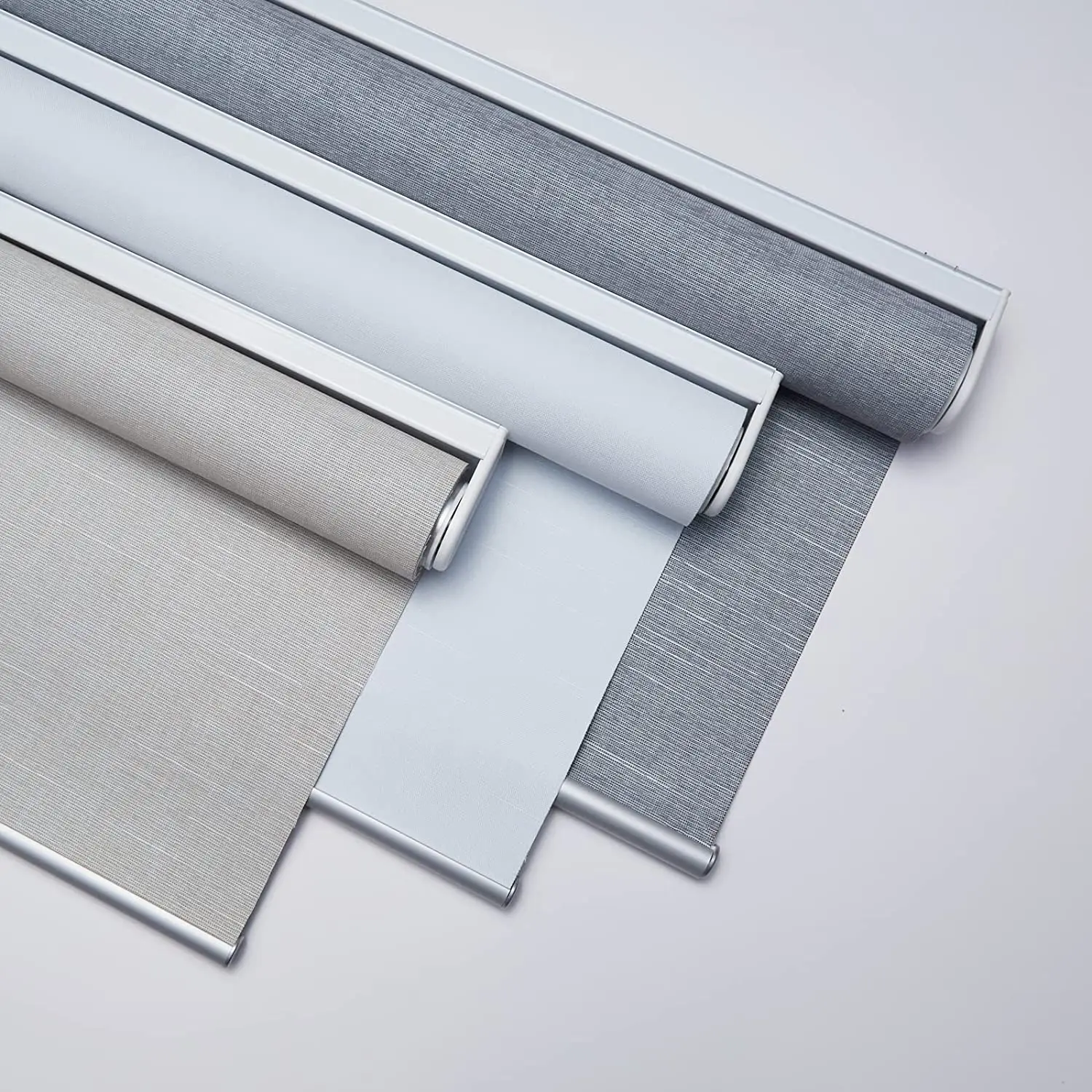 Custom Fireproof Breathable Cordless Spring Roller Blinds for Hotels Offices Electric Horizontal Fabric Color Options Available