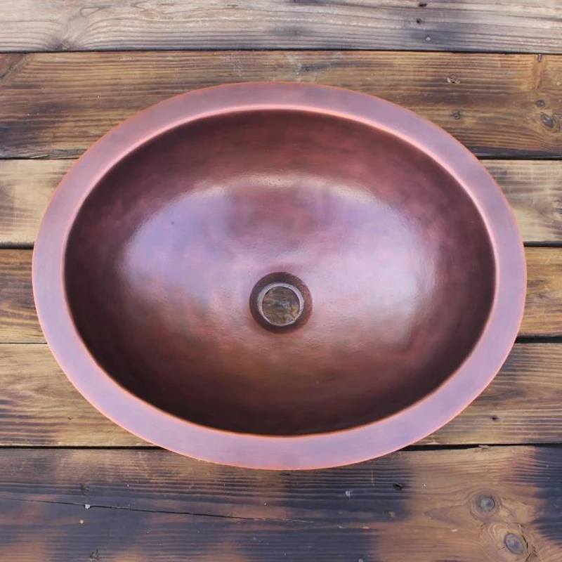 Copper Bathroom Sink Smooth Oval Copper Bath Wash Basin Counter Basin