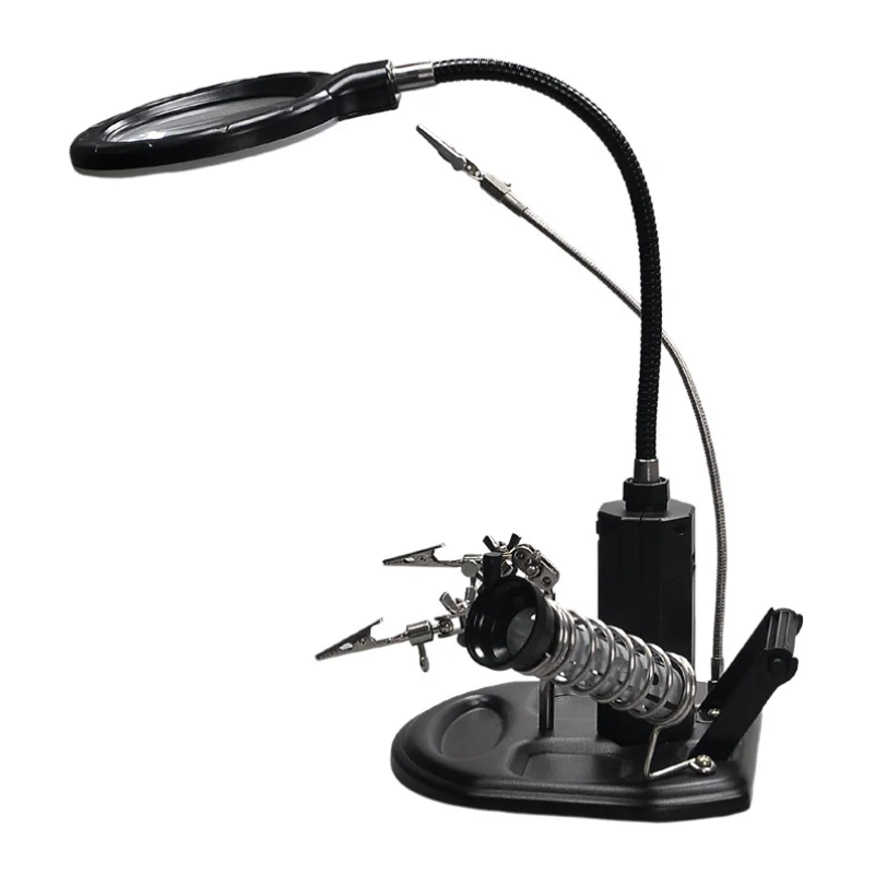 360 Degree Rotation Soldering Helping Hand Clips LED Magnifying Glass with Light for Repair Mobile Phone