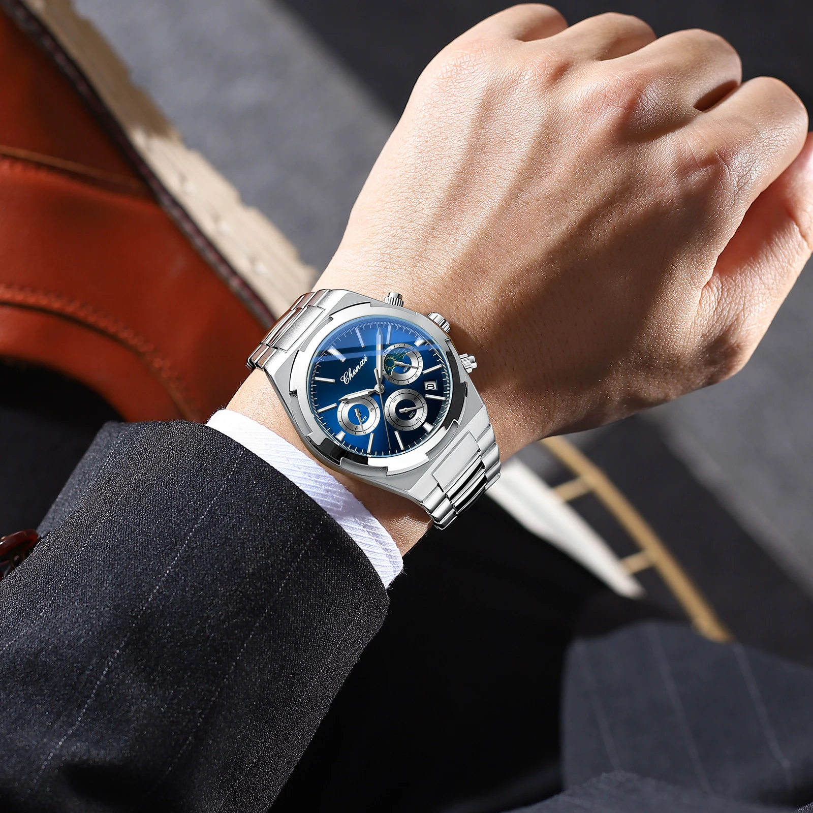 Chenxi 956 Luxury Chronograph Watch for Men - Stainless Steel