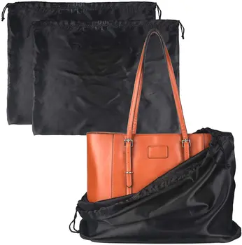 Custom Dust Drawstring Bag Silk Pouch black String Bags With Logo Printed