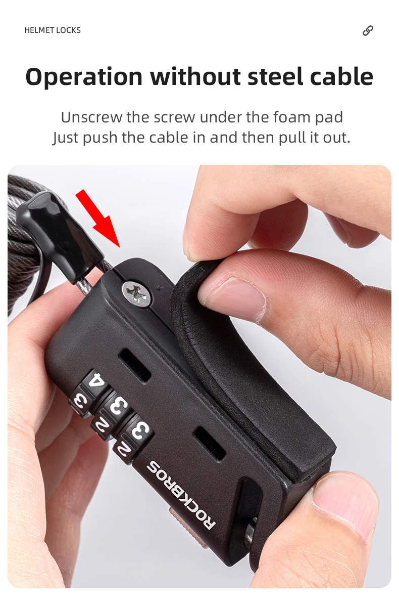 Rockbros Bike Helmet Lock Motorcycle Motorbike Helmet Cable Lock Safety