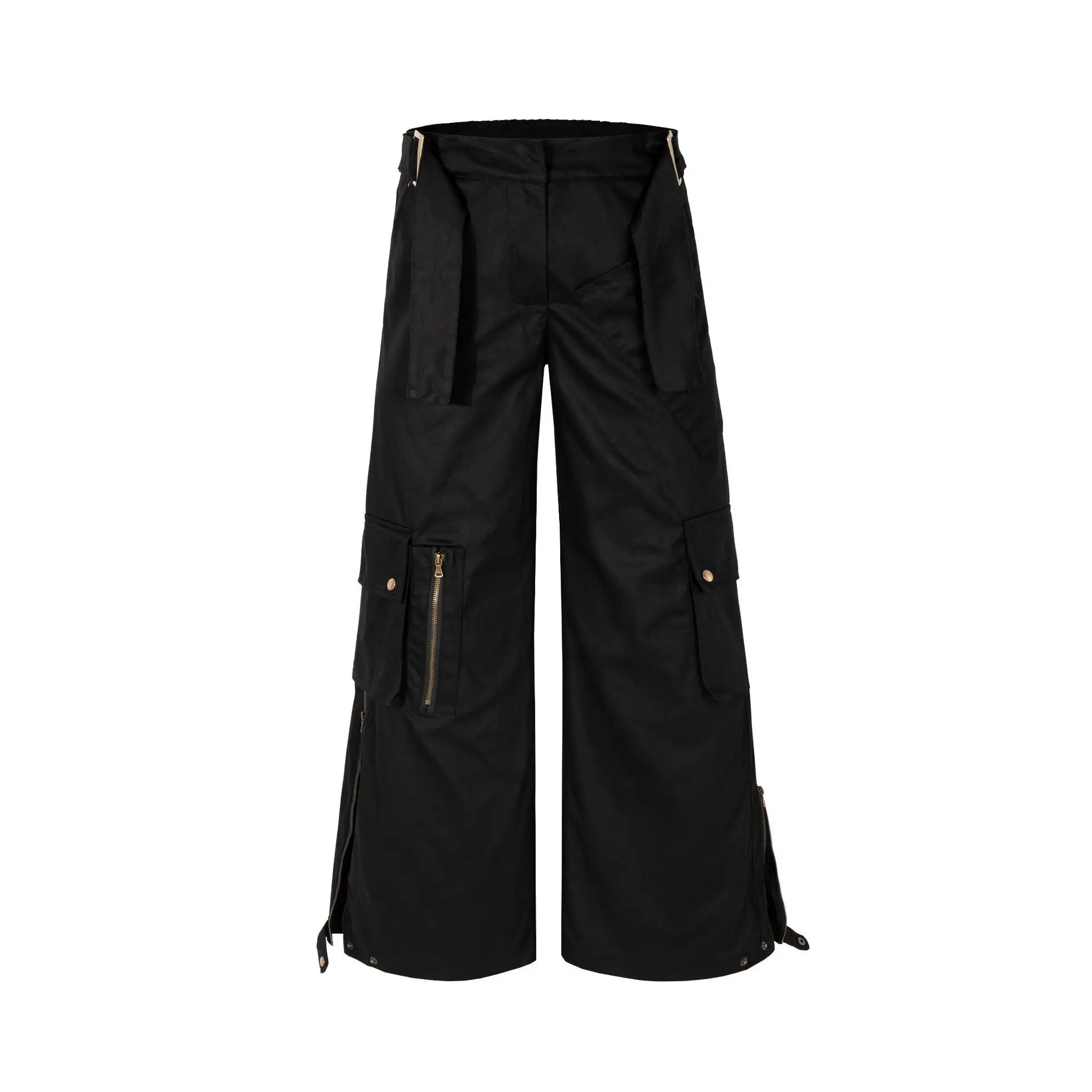 Large Pockets Zipper Cargo Pants Trendy Casual Style