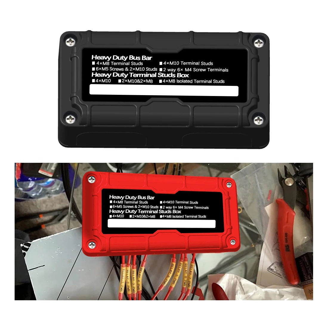 Barre De Distribution 300A 12V-48V Cuivre - Rouge + Noir Pour Bateau, Camping-Car, Voiture