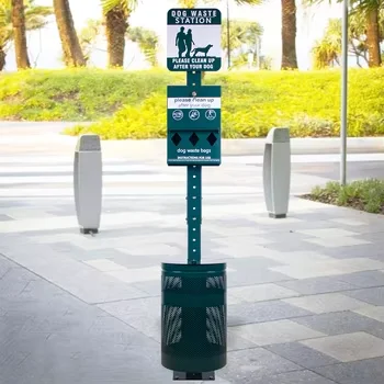 New Style Public Place Pet Toilet Galvanized Metal Storage Buckets Dog Poop Storage Trash Can Pet Waste Station