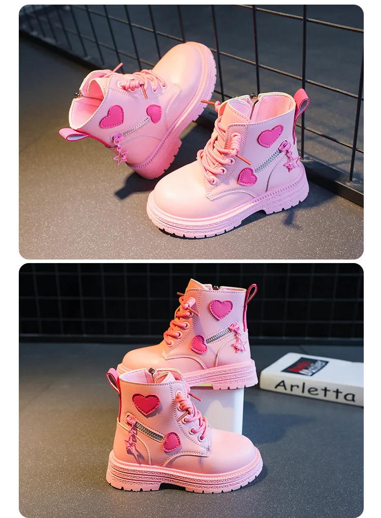 Mädchen Stiefel Mit Herz Und Stern Motiv Für Winter Und Herbst_voghion.com