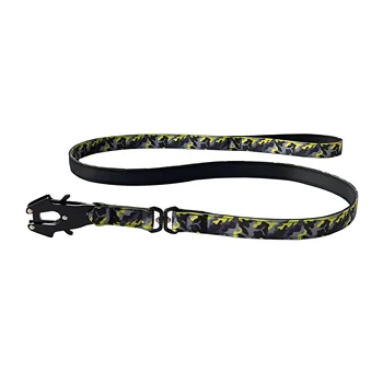 Custom Camo Printed Soft Neoprene Padded Double Nylon Heavy Duty Tactical Combat Frog Clip Dog Leash