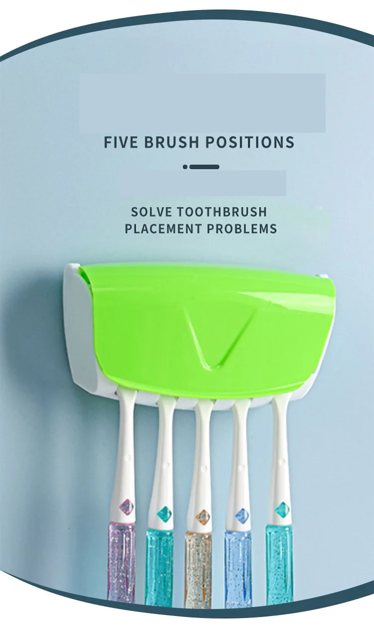 Automatic Wall Mount Toothpaste Squeezer And Toothbrush Holder Set For