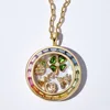 Collana con scatola rotonda con diamanti color oro - Scatola vuota
