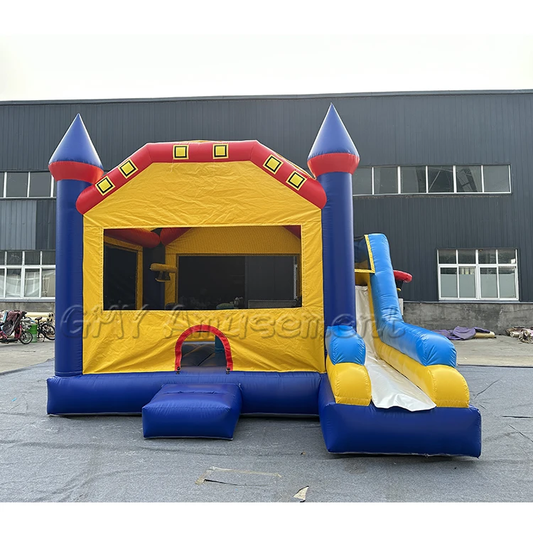 Cheap inflatable combo slide bounce house commercial with blower