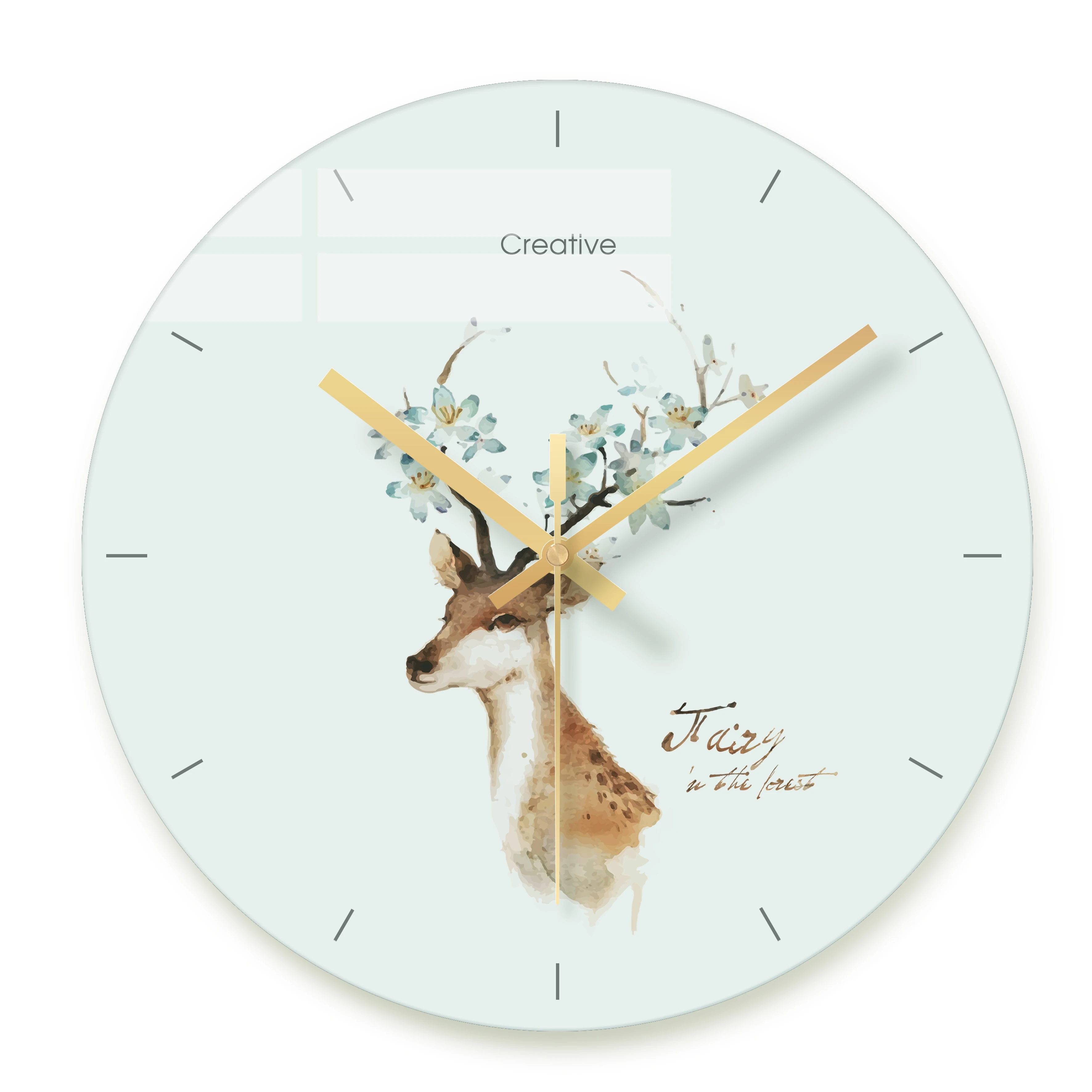 12 inch Tempered Glass Colorful UV Printing Wall Clock for Home Office Decor