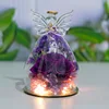 tres flores moradas con luces 10*15cm