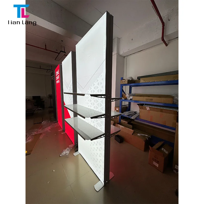 Moodne disain 10x8ft kandašildid sead collapserdamise väljapaneku kaubandusnäitusväljak seadme edendamise raam pop-up taust