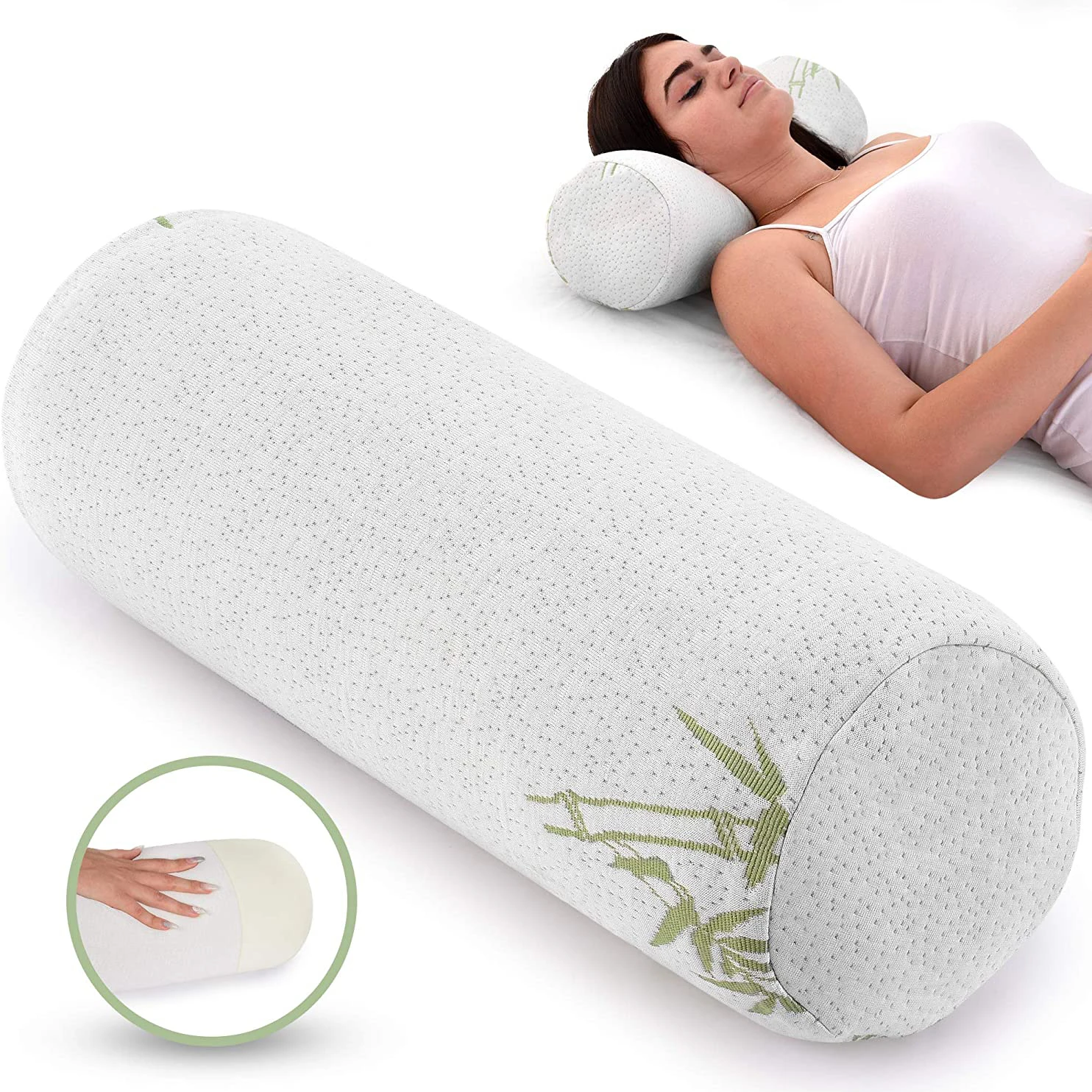 LZMLZQ Rollo de almohada de cuello con funda extraíble lavable, almohada  redonda ultra cómoda para espalda baja, rodillas y cuello, almohadas