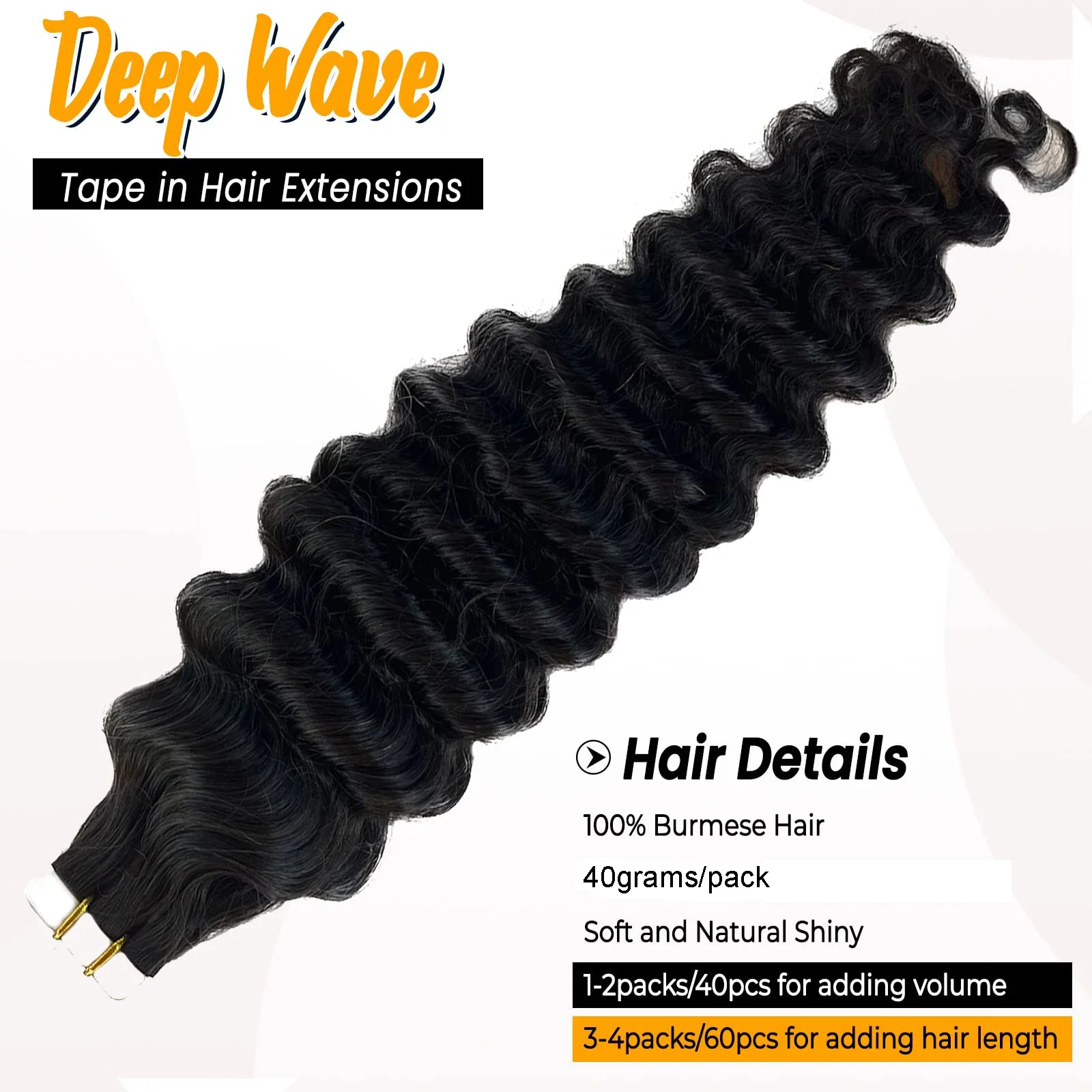 Deep Wave teip juustepikendustes 100% naturaalset värvi kleepuv nahakude naistele_voghion.com