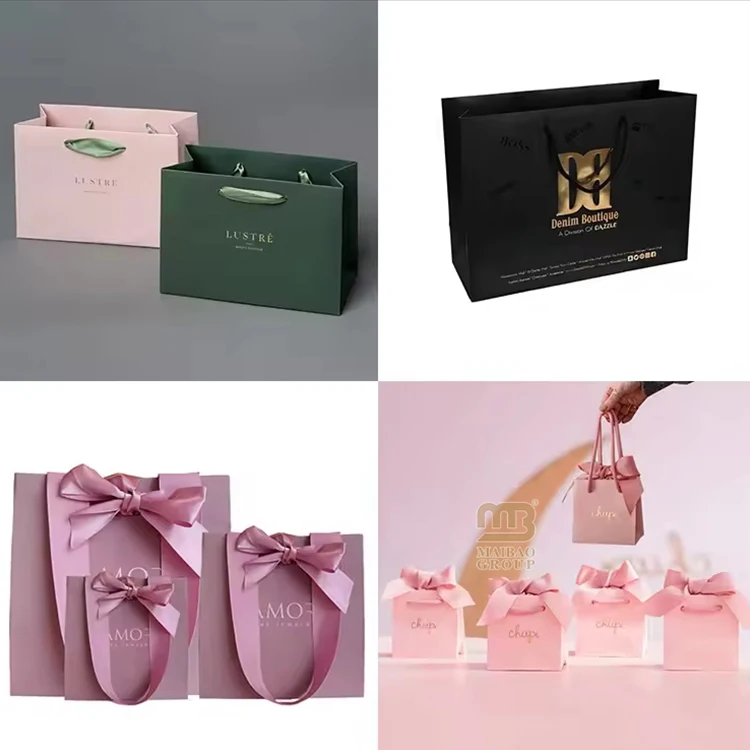 Sacchetti regalo personalizzati per gioielli personalizzati piccoli  pacchetti regalo di lusso rosa Boutique Shopping gioielleria borsa di carta  con