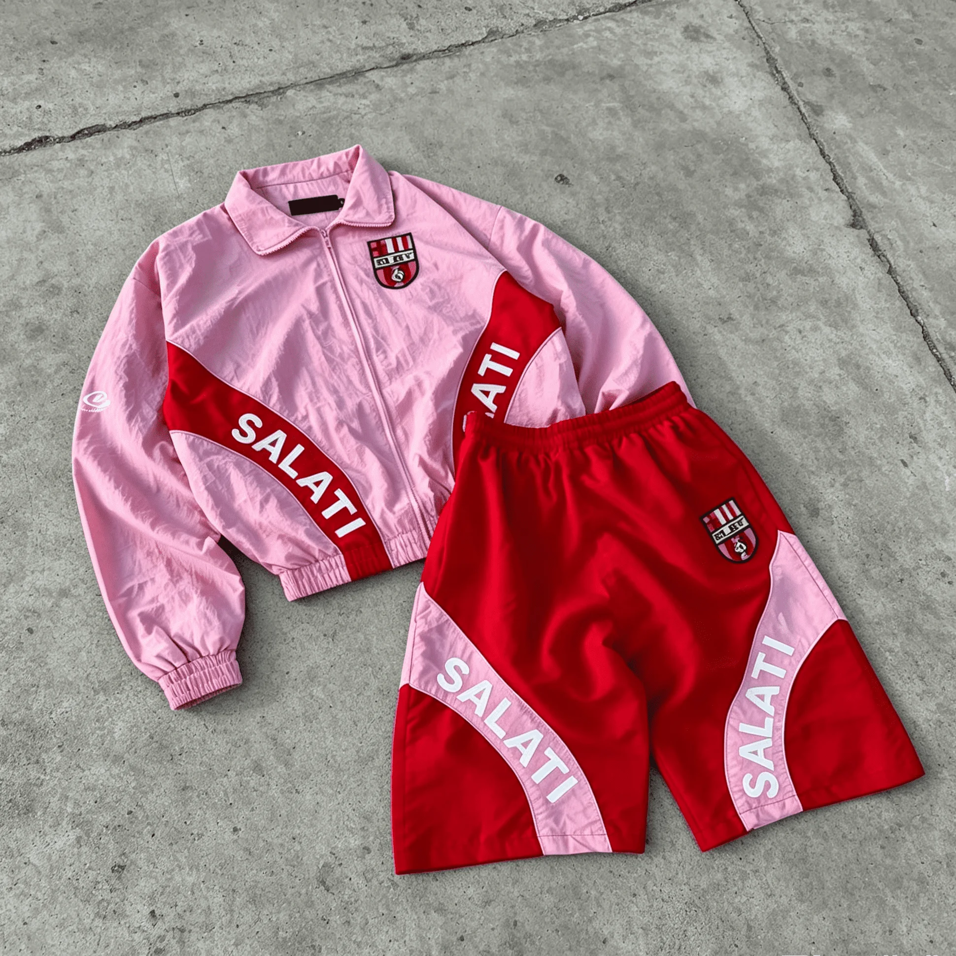 Custom Contrast Panel Tracksuit Printed Letter Cropped Windbreaker Elastic Waist Short Pant Mens Casual Sport Matching Set gallery 7
