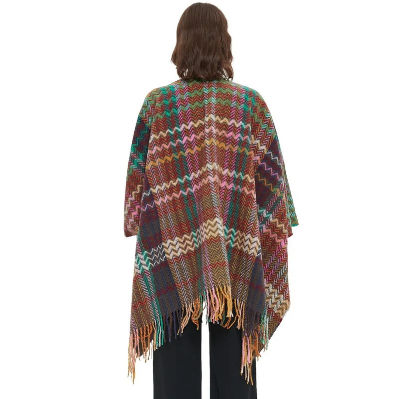 Poncho Cape Femme Hiver Laine Cachemire - Écharpe Châle Poncho Mexicain Chic Et Chaud Pour Mariage Et Quotidien