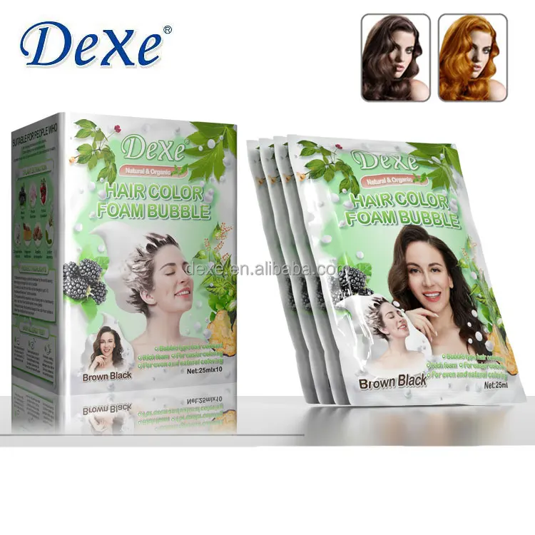 DEXE Best Quality Hot Sale for Black Brown Red Hair Dye Herbal Cream Hair Color Shampoo 100% Perfect Cover Grey White Gray Hair