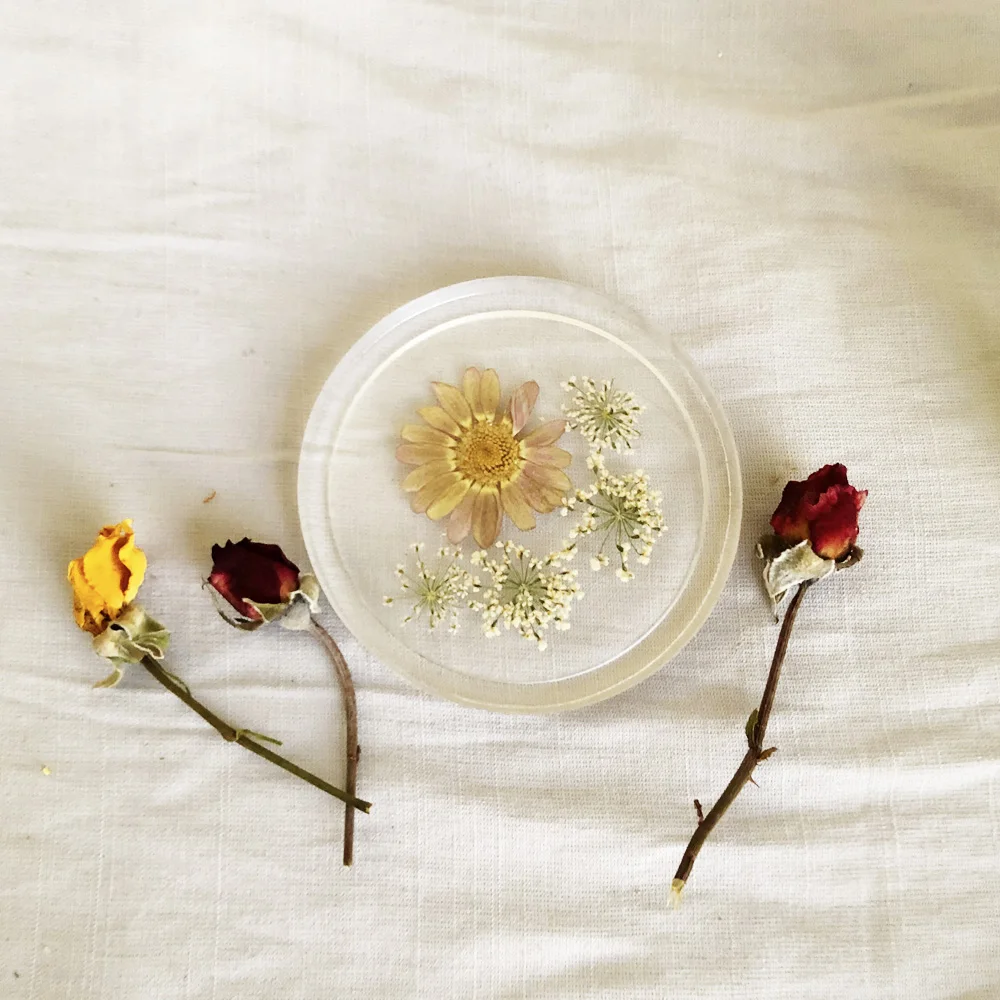 Resin Dried Pressed Flower Coaster