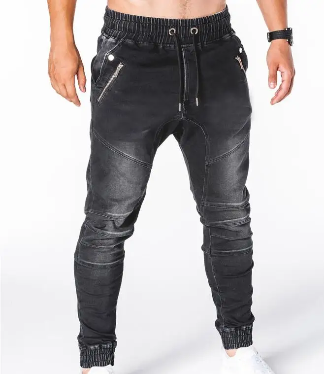 Men Jogger Pants Fitness Bodybuilding Gym Long Pants Side Zippered Casual Fashion Men Drawstring Sweatpants Trousers