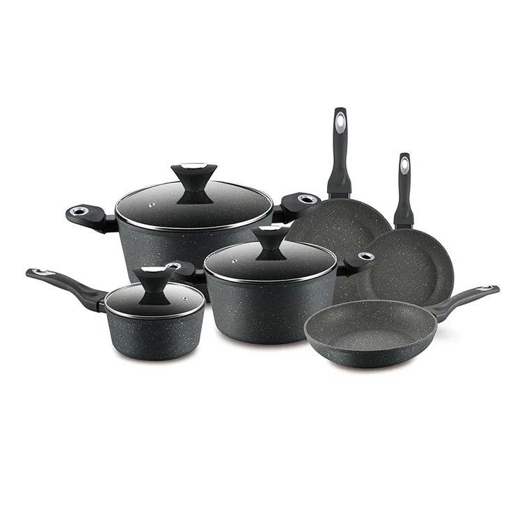 Black Marble Non Stick Coating Shot Blasting Aluminum Kitchenware