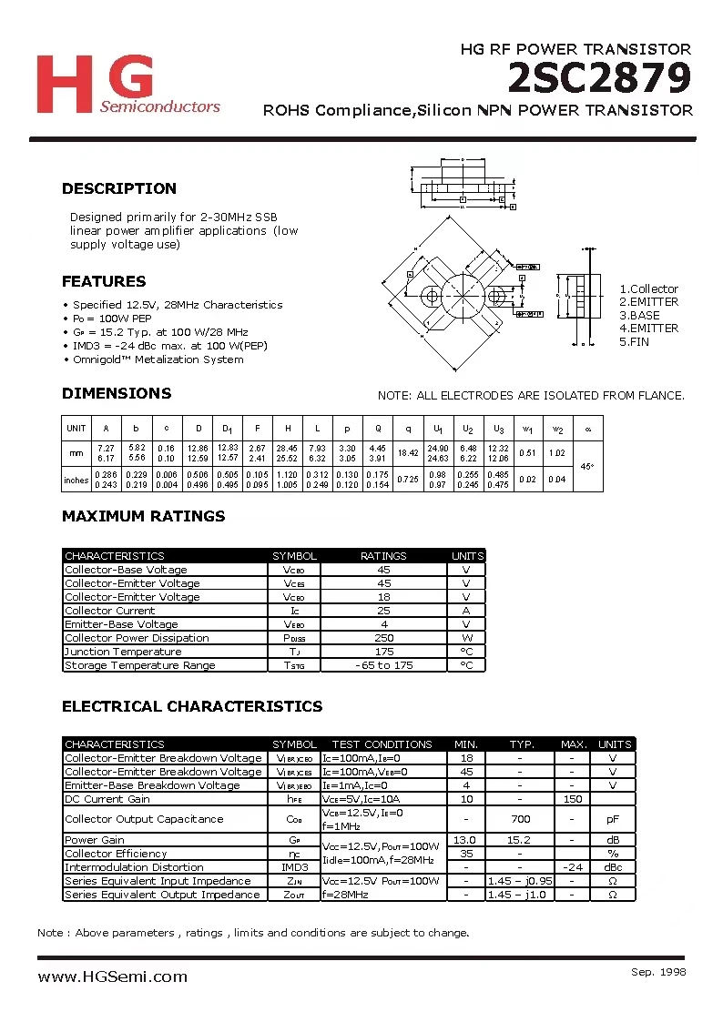 2SC2879 2SC2510 Bipolar Transistors New and original In-stock integrated circuit high-frequency tube
