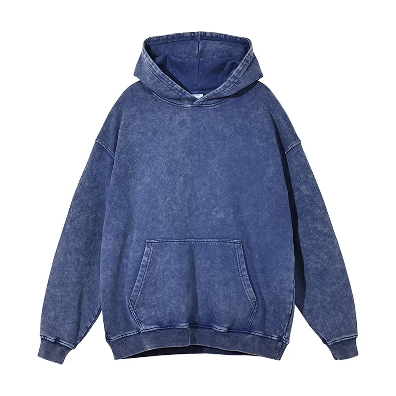 Wholesale Vintage Washed Hoodie Tie Dye 3d Print Acid Wash Hoodie  Heavyweight Cotton French Terry Oversized Men's Hoodies