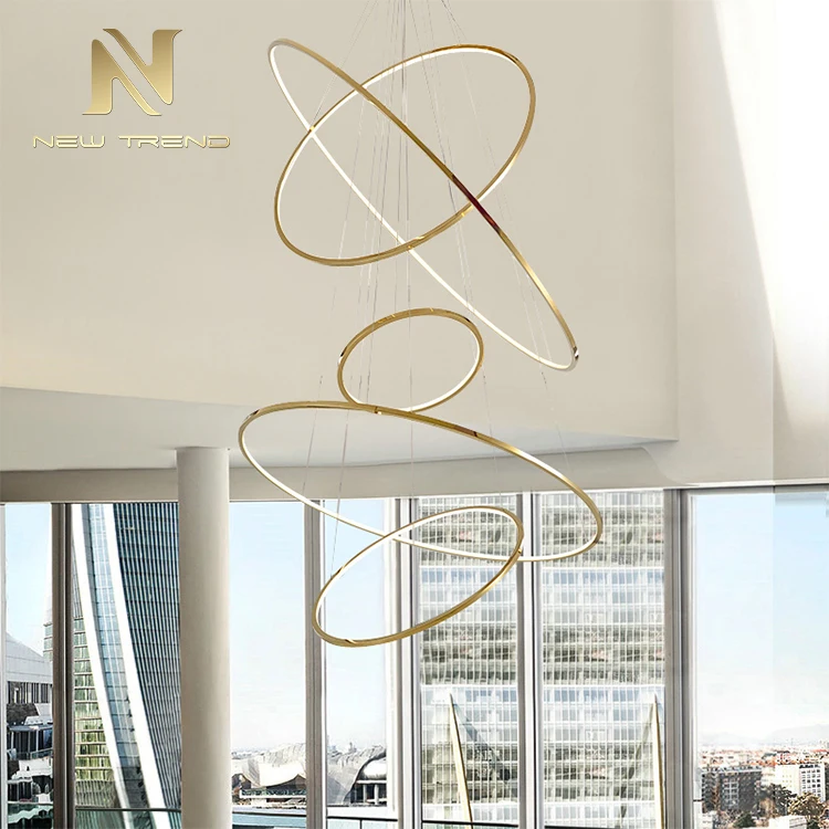 PTR835 Unique Design Indoor Decoration Lighting Hotel Villa Stainless Steel Round Modern Led Chandelier  