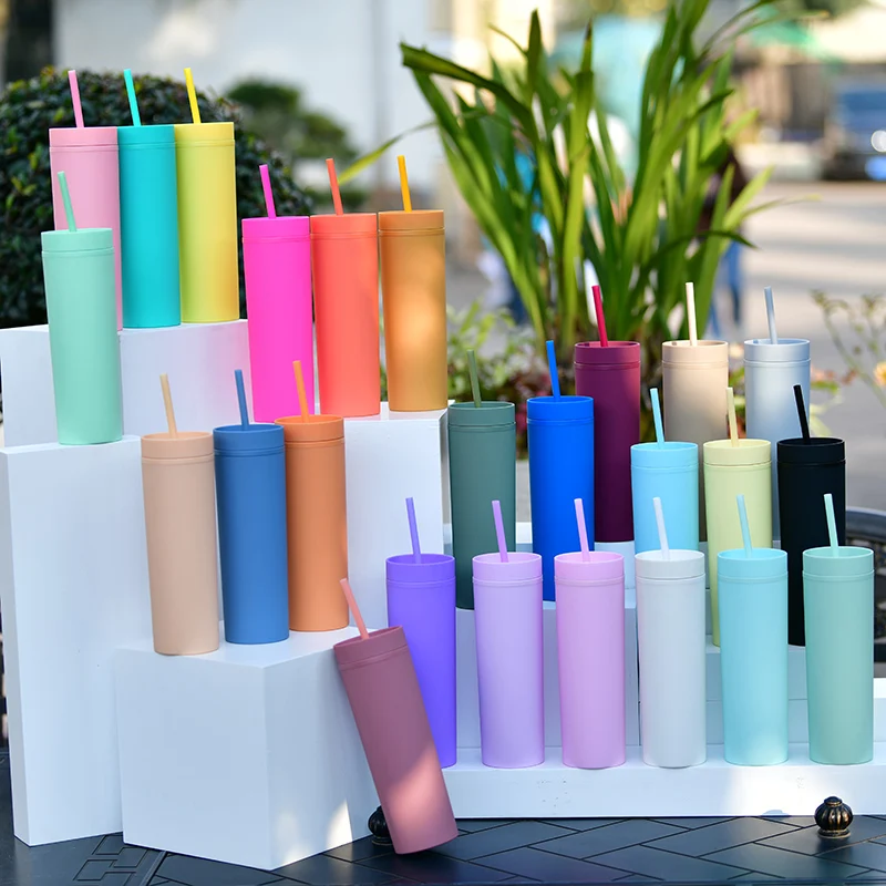 Reusable 16oz Matte Pastel Skinny Straight Tumbler With Straw Customizable  Blank Tumblers | Bulk With Lids and Straws| Alibaba.com