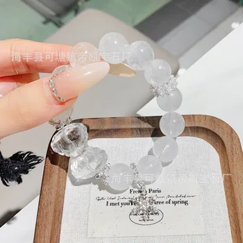 White Phantom Crystal DIY Handmade Round Beads Wholesale Natural Crystal Bracelet Popular Ornament New