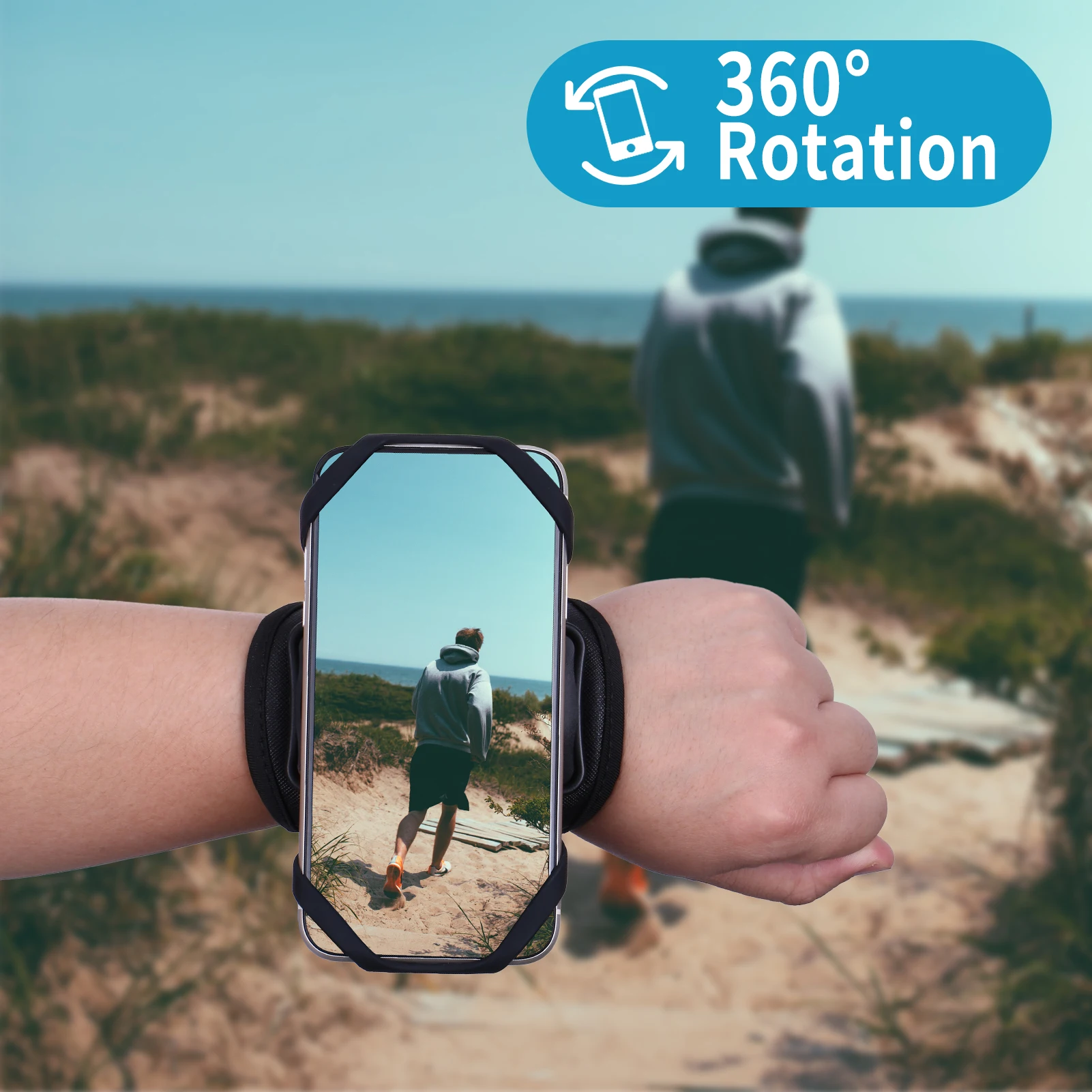 Pols mobiele telefoon houder, Running mobiele telefoon houder arm - mobiele telefoon verstelbare armband | Pols telefoon standaard, 360 graden roterende sport armband mobiele telefoon houder voor