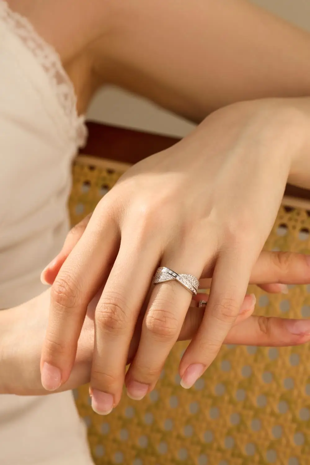 KAKODIY Ins Style Strap Ring Women's Wedding Engagement Ring 925 Sterling Silver Zirconia Ring detail 3