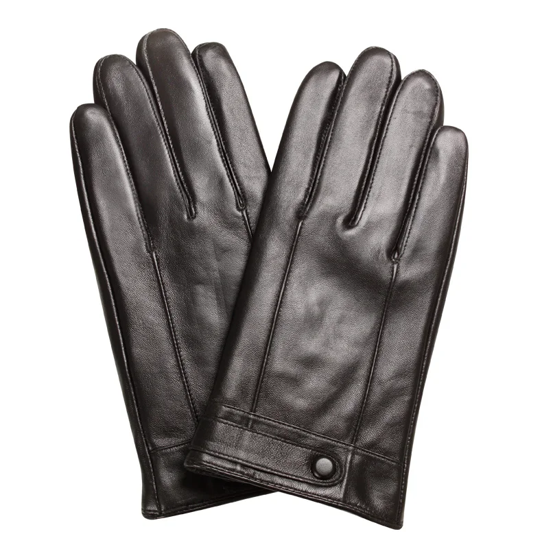 Экологичные теплые мужские перчатки из натуральной кожи для вождения с сенсорным