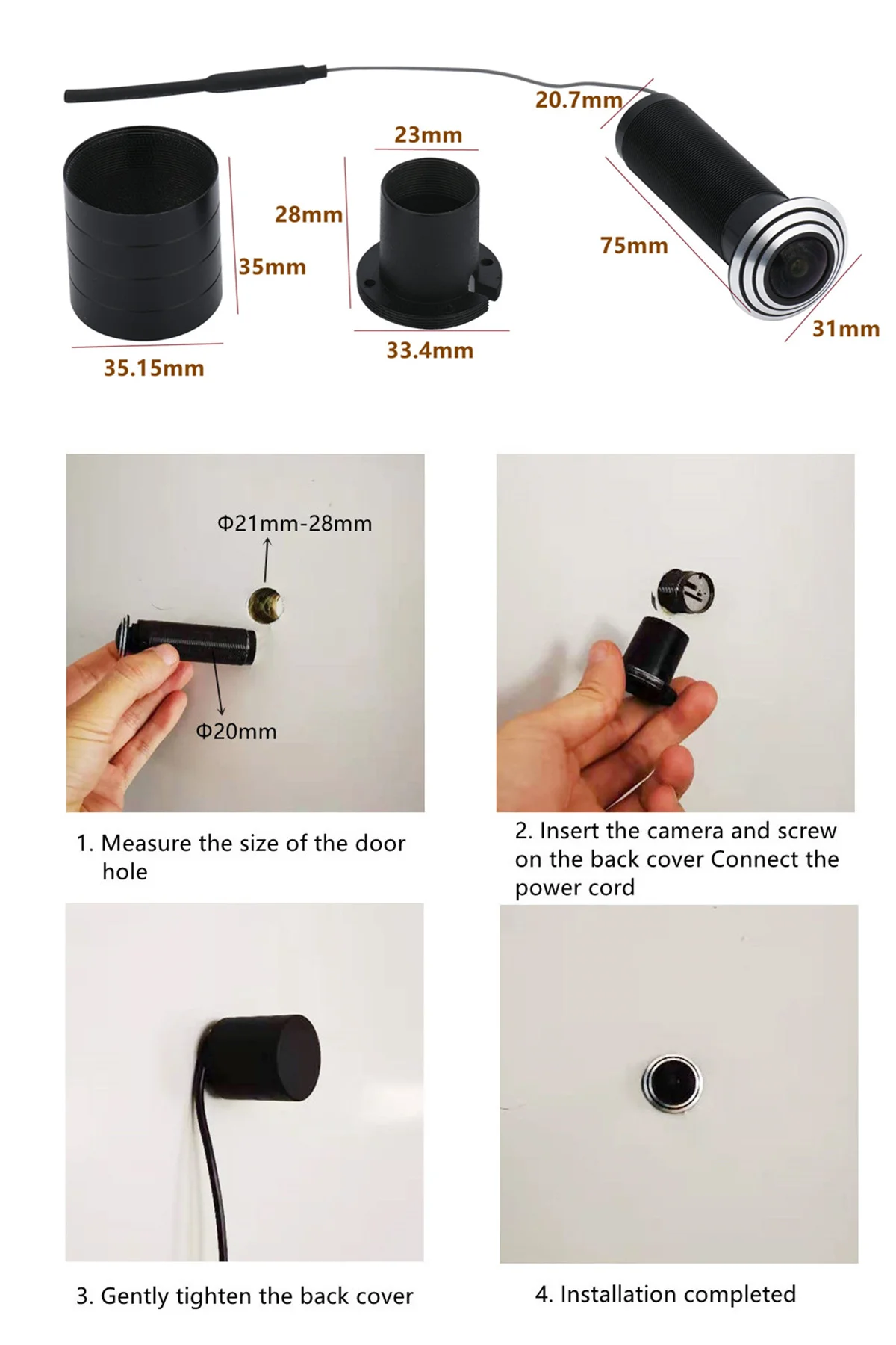 Wifi Door Eye Hole Home 1080P 1.70mm Wide Angle FishEye Lens Network Peephole Door IP Camera Audio P2P HQCAM Small Wireless