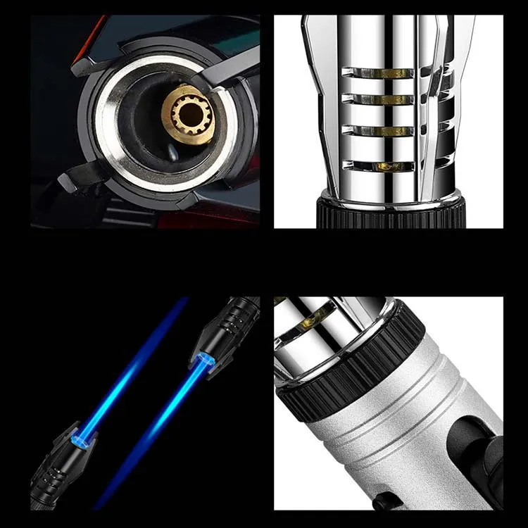 High Quality Welding Guns Refillable Butane Windproof Torch Lighter Jet Blue Flame Lighter