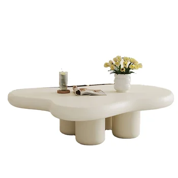 Modern style wood shaped design living room center table lacquered coffee table