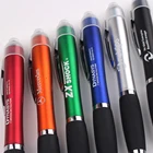Gift--wholesale Promotional Pens Wholesale Advertising Cheap Led Light Up Pen With Stylus Custom Printed Printing Logo Plastic Blue Writing Ballpoint Ball Ink
