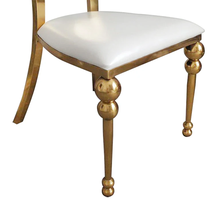 Wholesale Luxury Party Wedding Dining Room Furniture Decor Gold Stainless Steel Metal Throne Banquet Chair with Leather Cushion