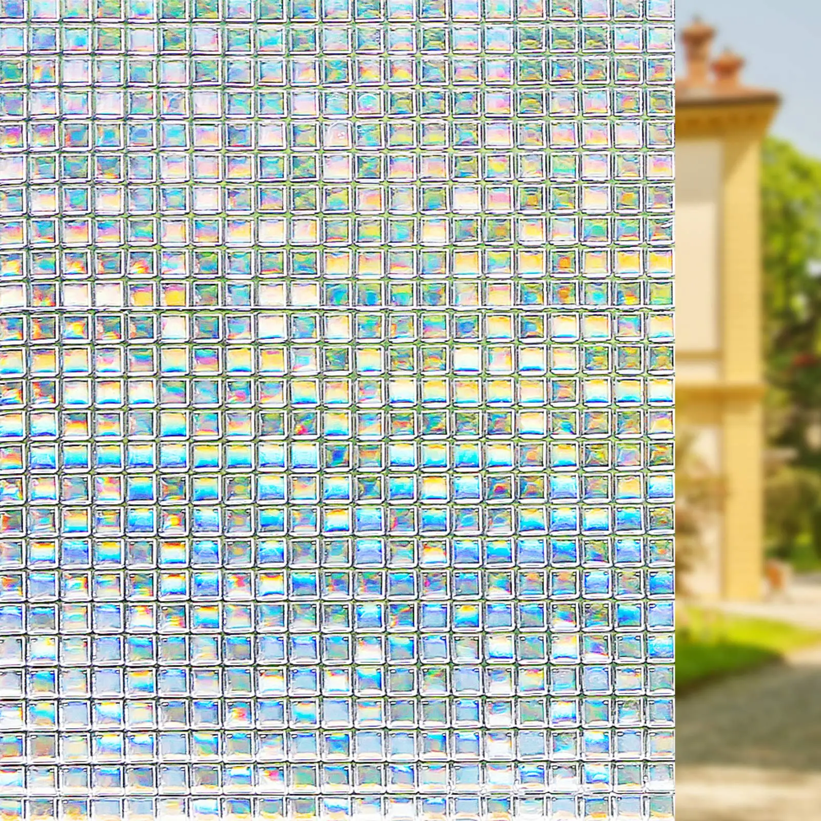 ARTISAN Rainbow Decorative Window Film Privacy Stained Glass Vinyl Self Adhesive Film Static Cling Insulation Window Sticker
