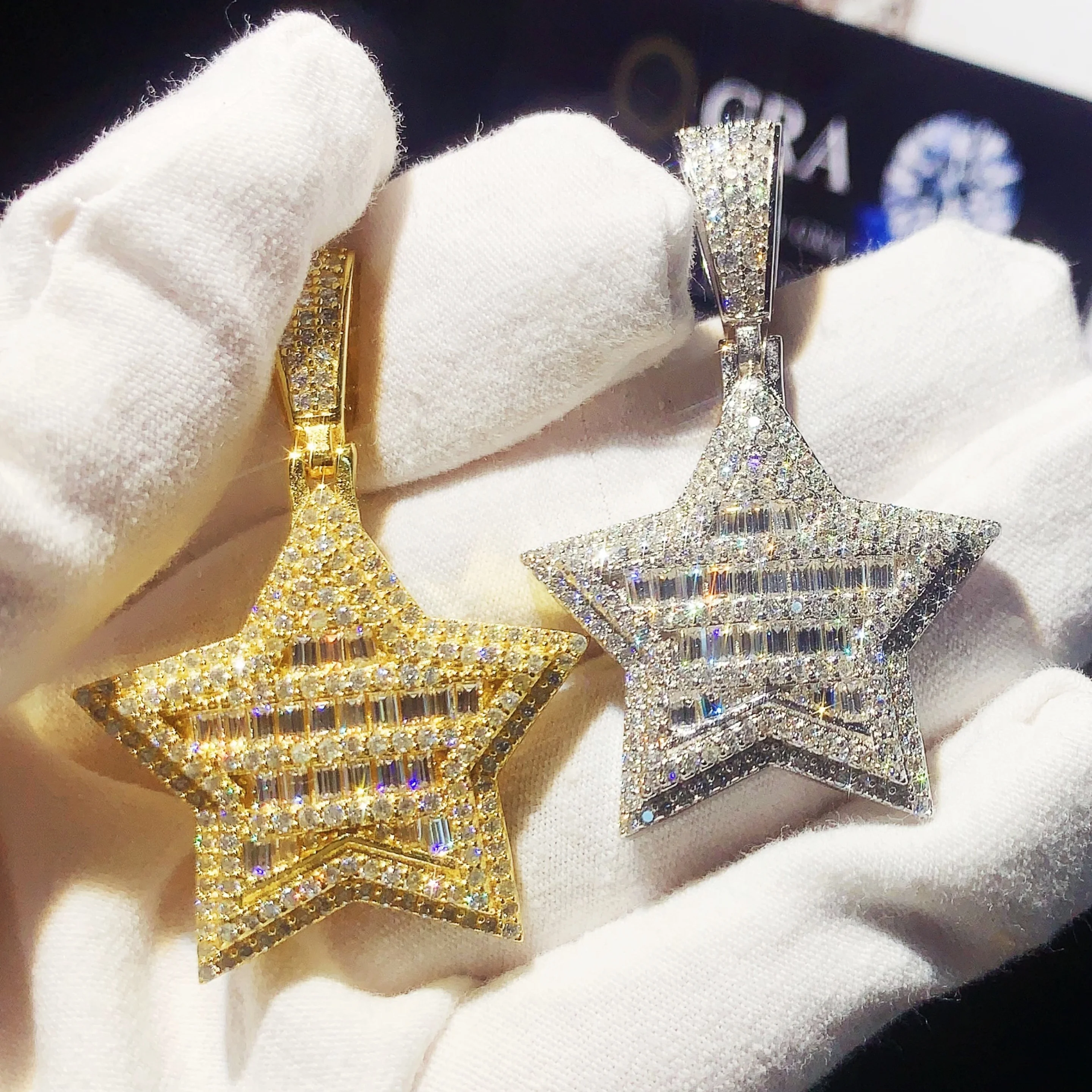 Lucky Charm Full Baguette Star Pendant Pentagram Custom