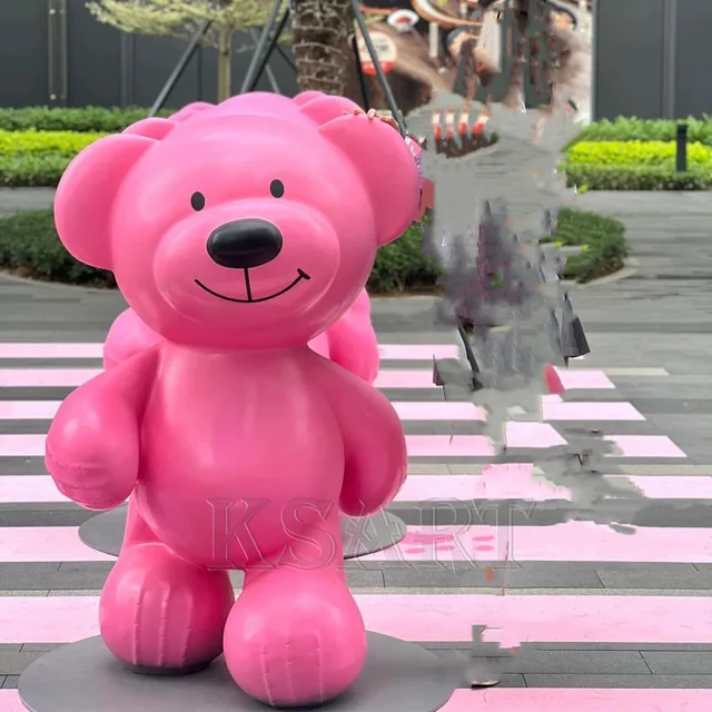 FRP pink Koolo Bear Beach Bear Sculpture for Shopping Mall - Large Floor-standing Piece