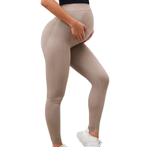 Seamless Lightweight Spandex/Nylon Maternity Leggings Custom High Waist Elastic Waist Loose Pants Solid Quick Dry Full