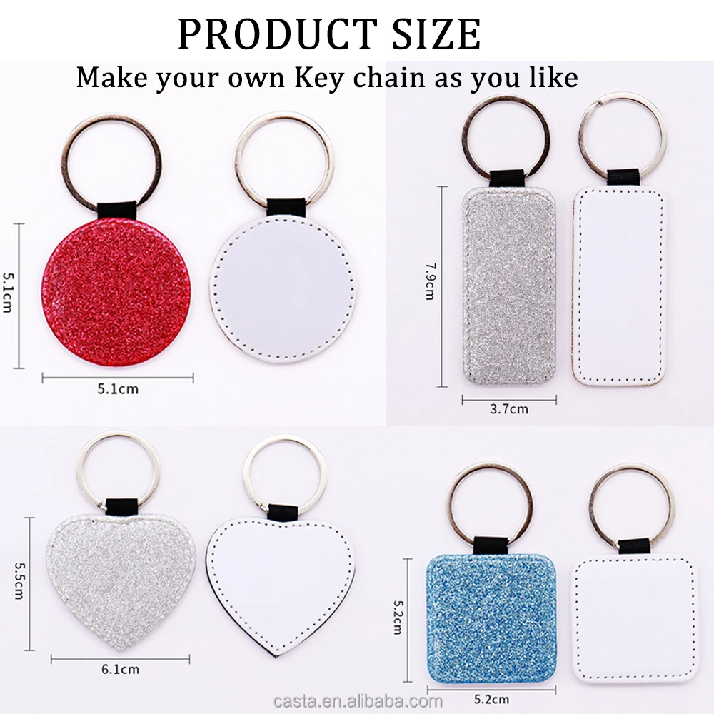 Wholesale Sublimation Leather Keychain Custom Print Logo Heart