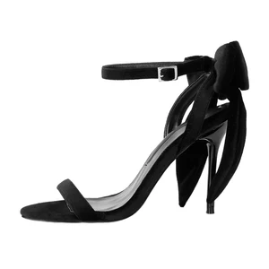 ZA Women's 2026 Summer Sandals Sexy Open Toe One-Strap High Heels with Velvet Bow Thin Heels Height Increasing Outdoor Feature