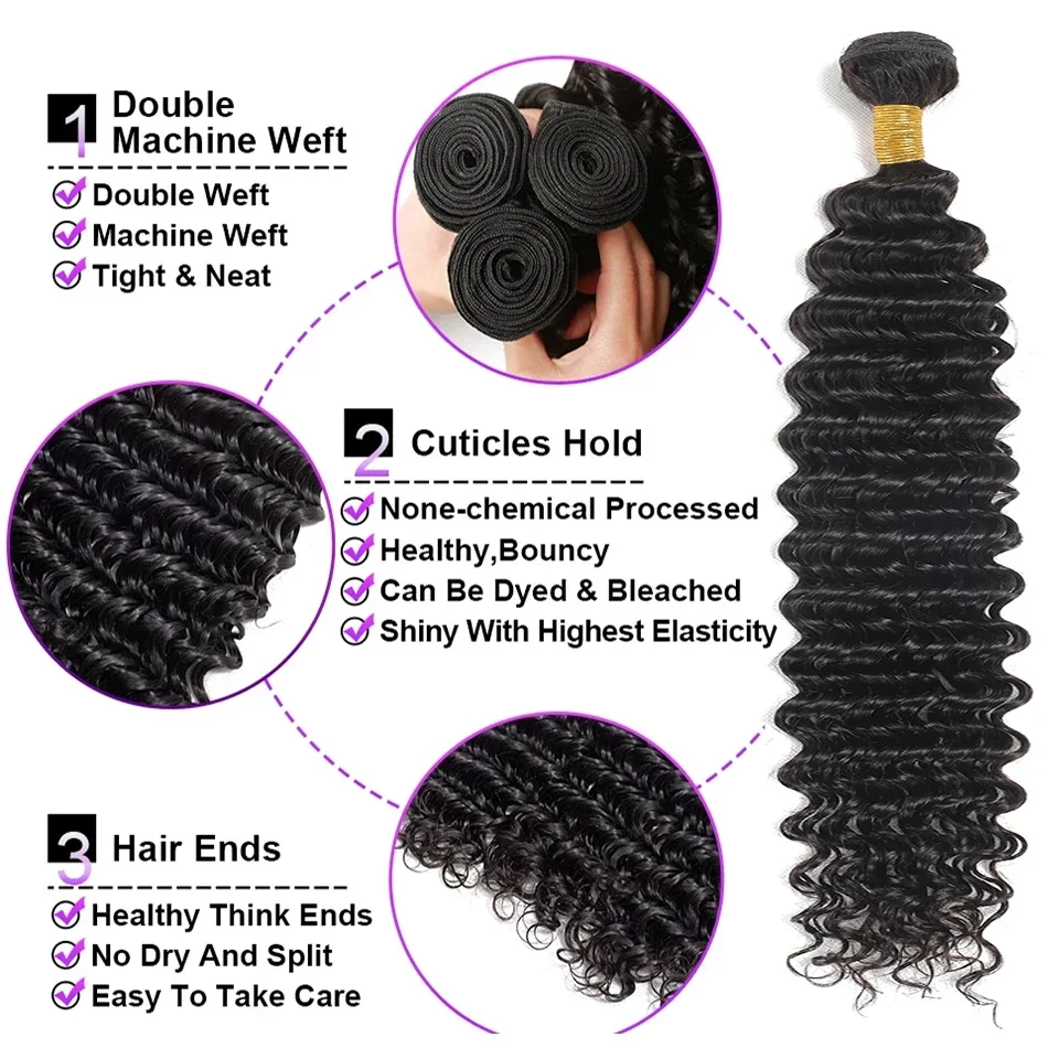 Braziliaanse Human Hair Deep Wave Bundels Water Wave Remy Haarextensies_voghion.com