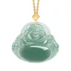 Buddha verde petrolio intarsiato in oro 18 carati (con certificato) D040