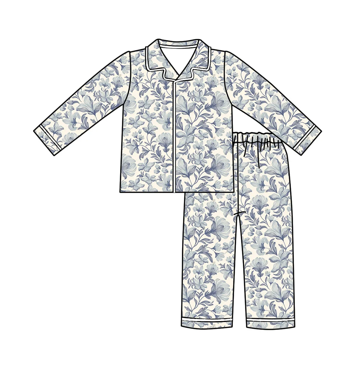 Adults Bamboo Long Pajamas Set Casual Soft Loungewear for Men Women Print Fabric Logo High Quality Sleepwear