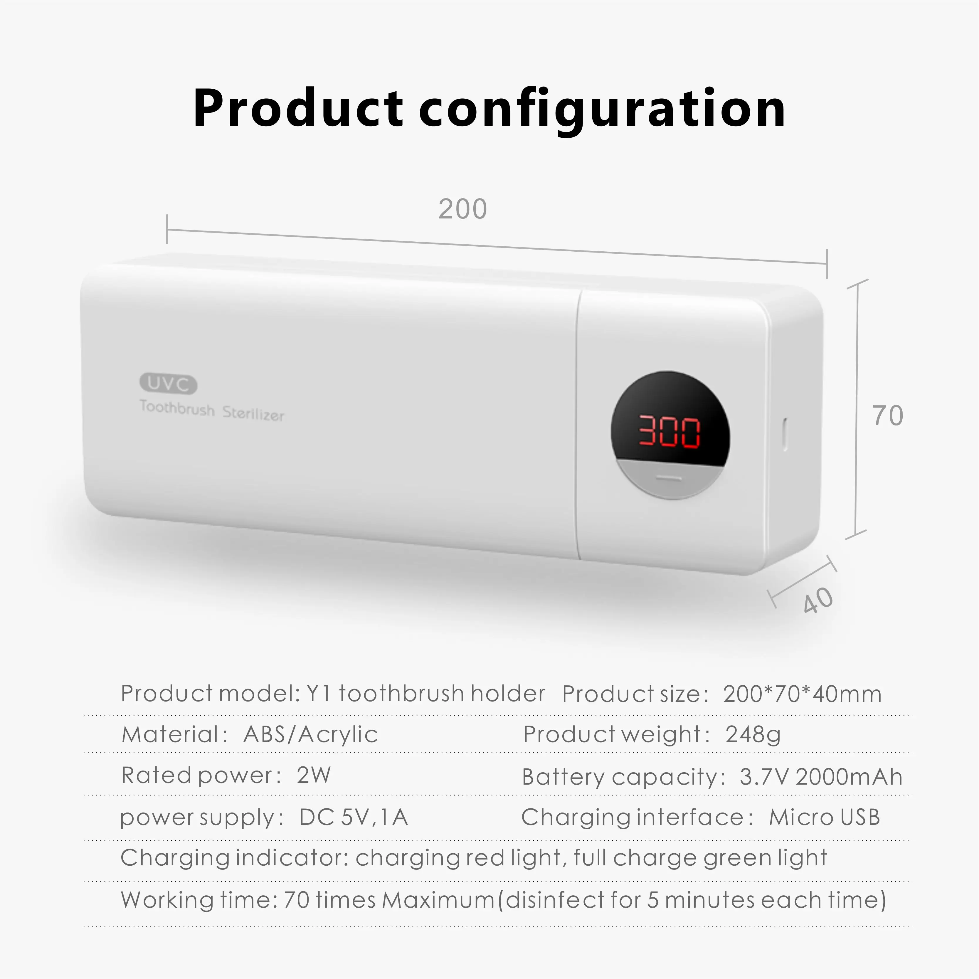 Auto Uvc Sterilizer Toothbrush Holder with Battery Inside Smart Toothbrush Sterilizer