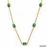 Green zirconium gold necklace d093